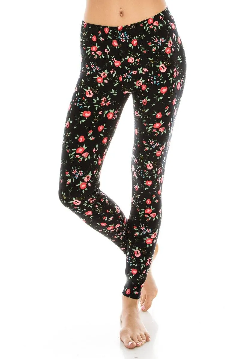 Print Pattern Leggings - Soft Stretch Peach Skin Leggings