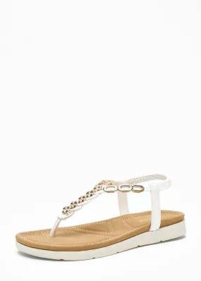 Quiz White Pleated Comfort Flat Sandals