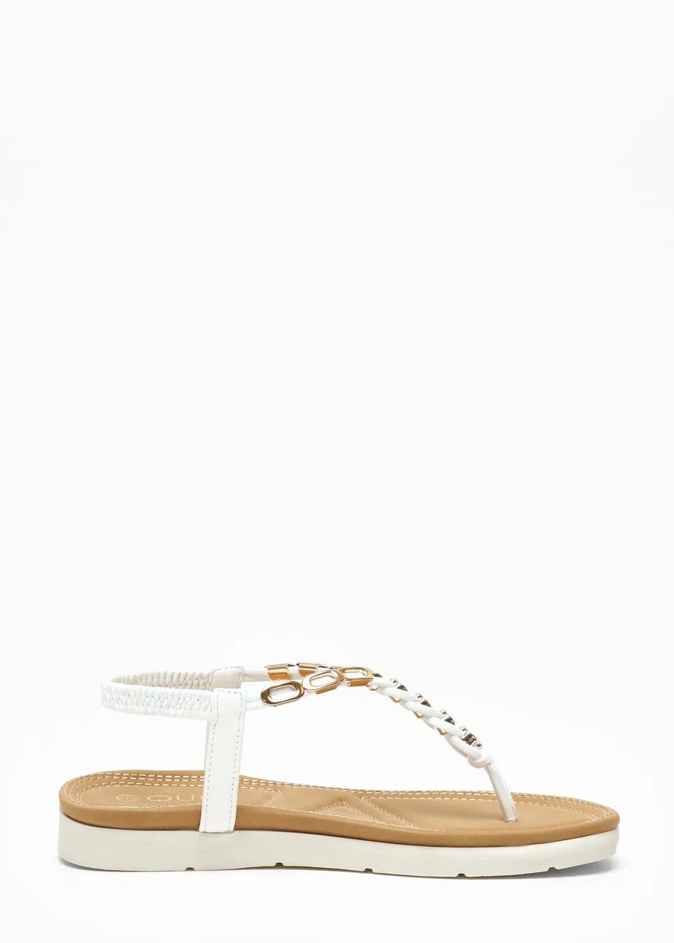 Quiz White Pleated Comfort Flat Sandals