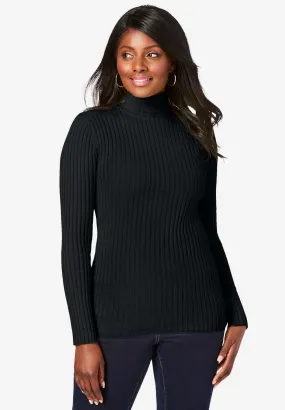 Ribbed Cotton Turtleneck Sweater