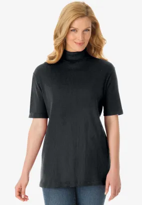 Ribbed Short Sleeve Turtleneck