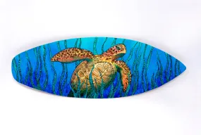 Sea Grass Turtle Surfboard Wall Art