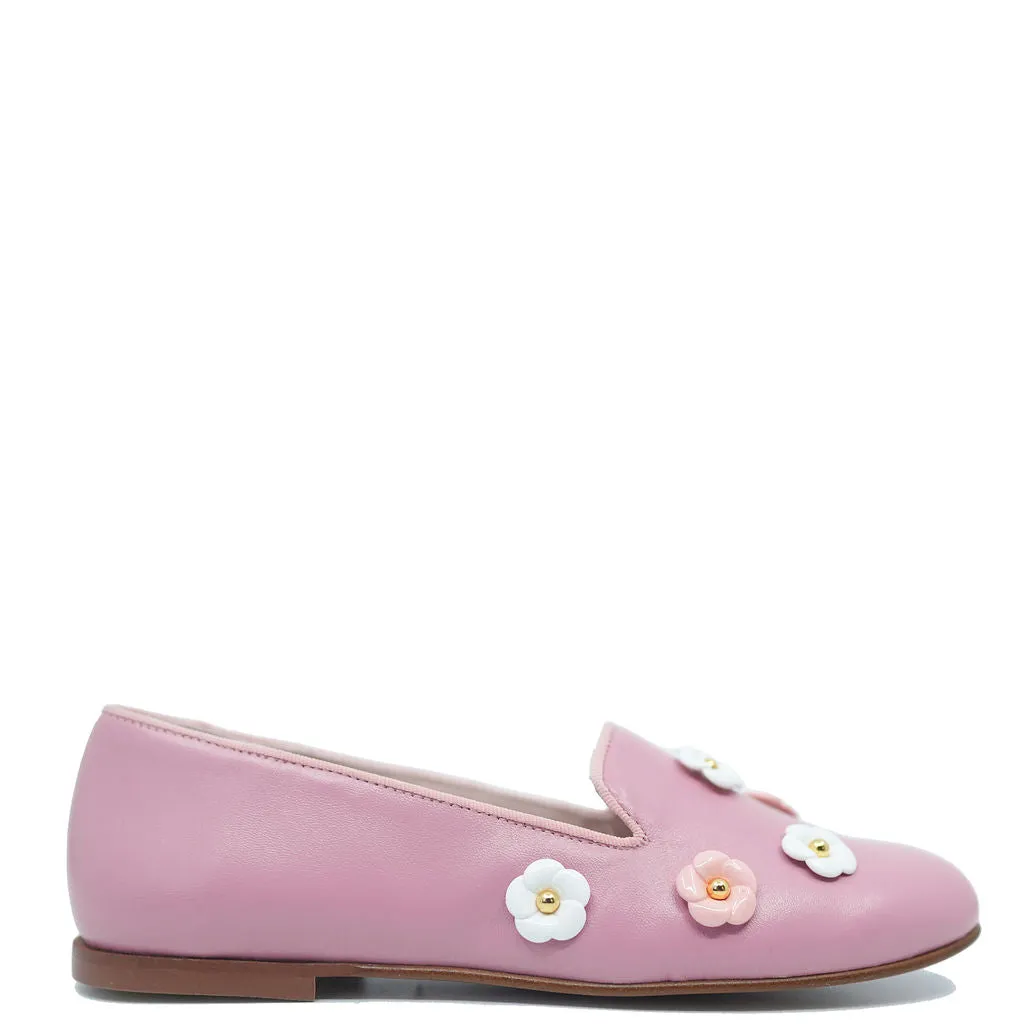 Spain+Co Pink Flower Smoking Loafer