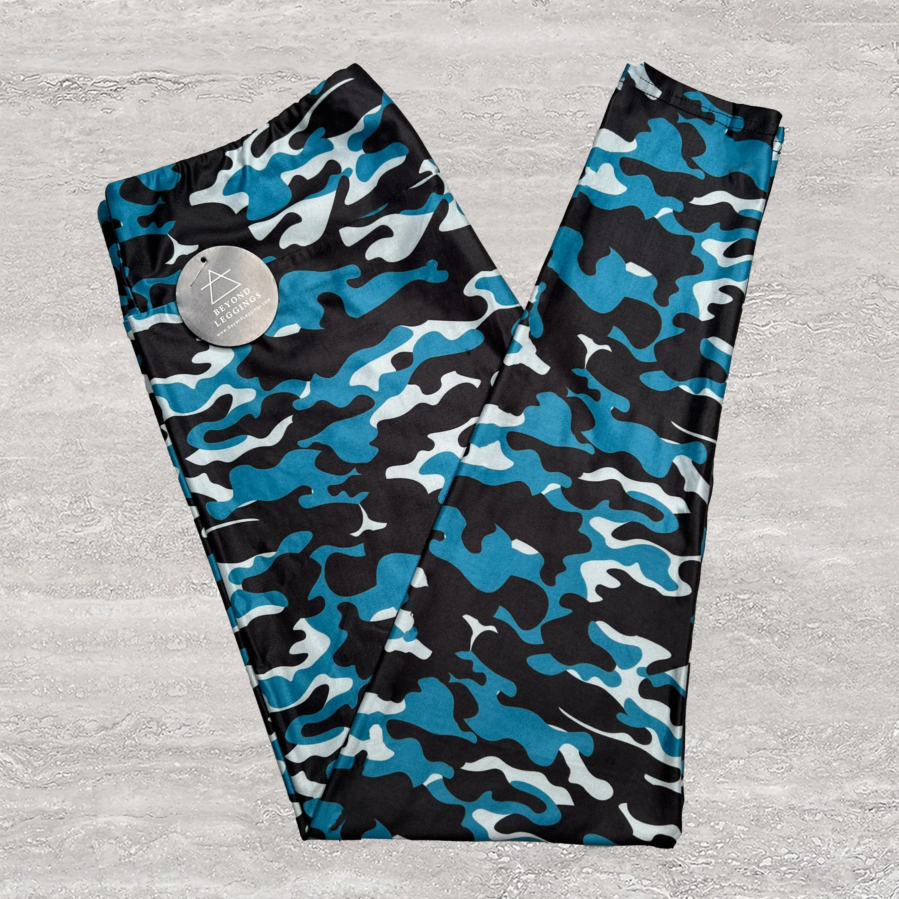 Teal Black Camo Soft Leggings