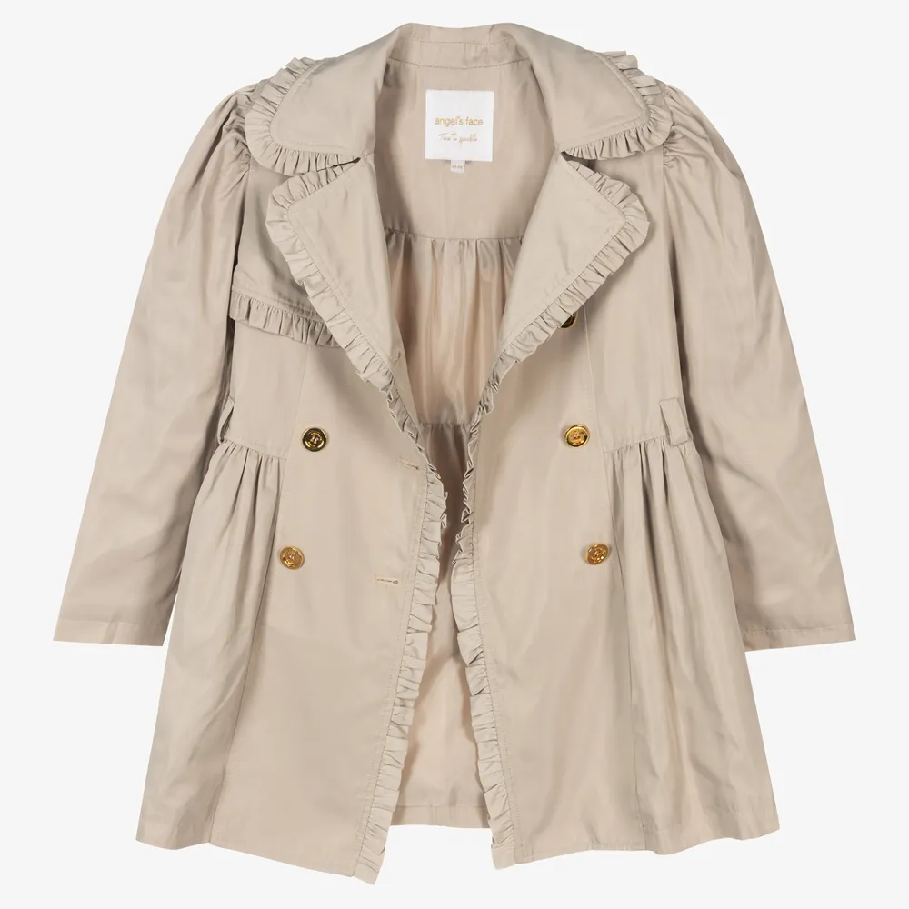 Teen Girls Beige Trench Coat