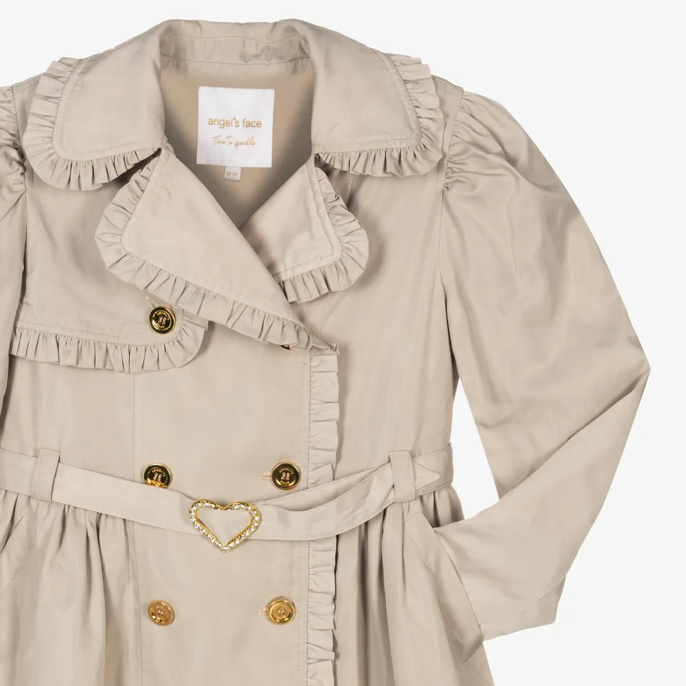 Teen Girls Beige Trench Coat