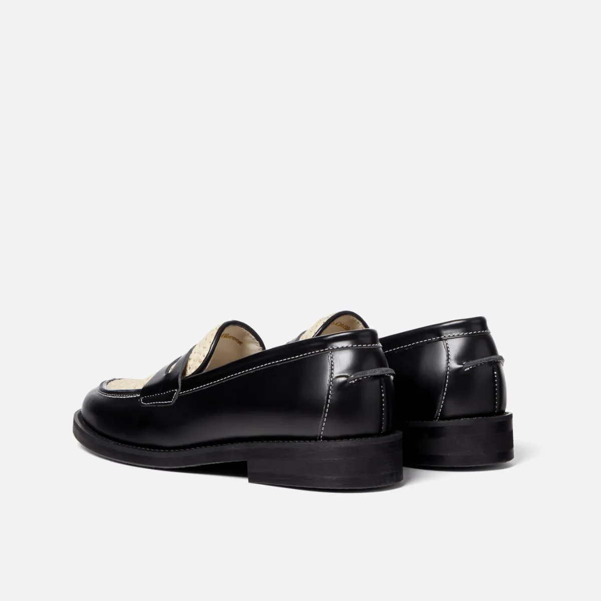 Wilde Black + White Rattan Penny Loafer - Women's