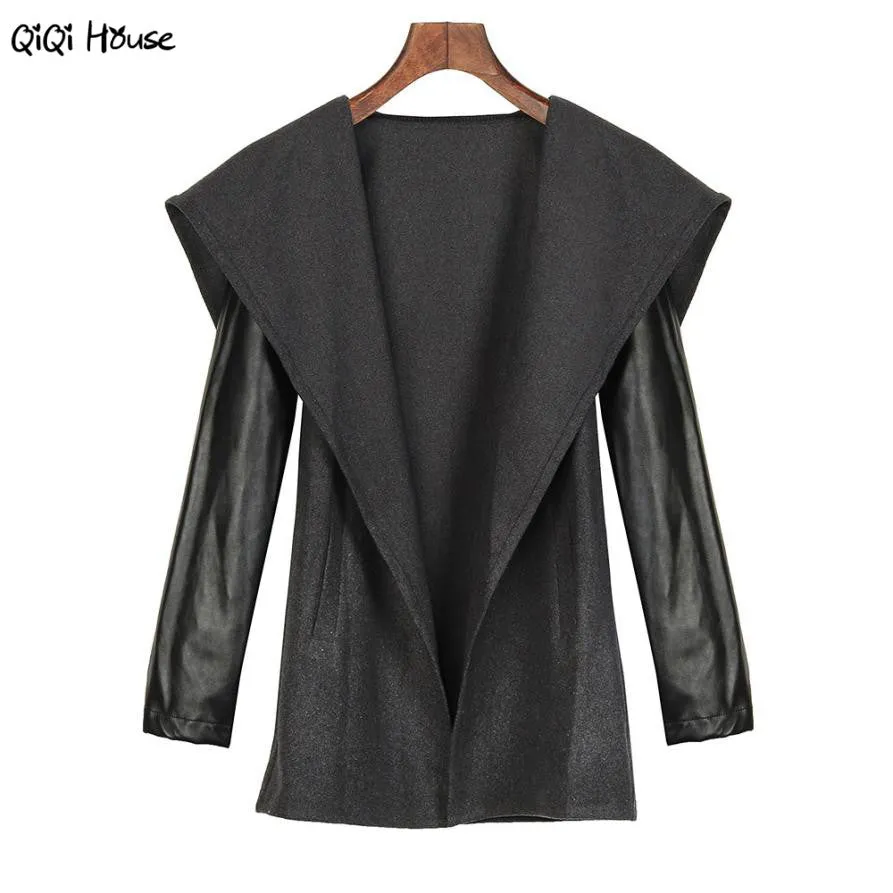 Womens Jackets And Coats Leather Blending Loose Slim Windbreaker Outwear Coat Fashion Cardigans Chaqueta Mujer#C131 SM6