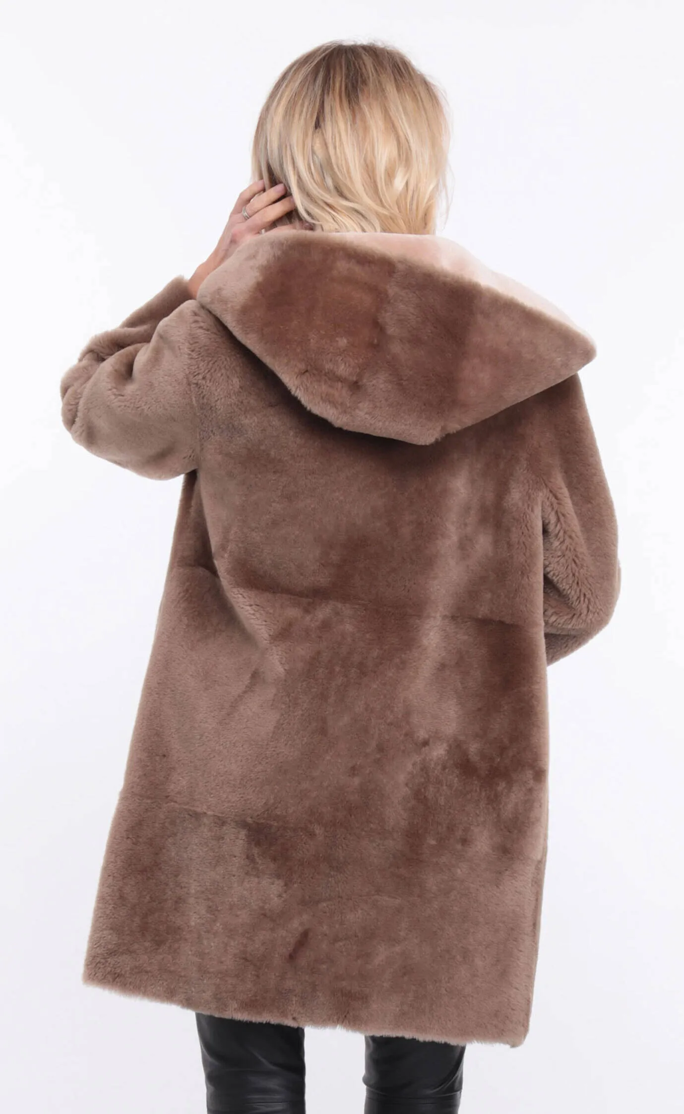 Women's taupe valere sheepskin coat