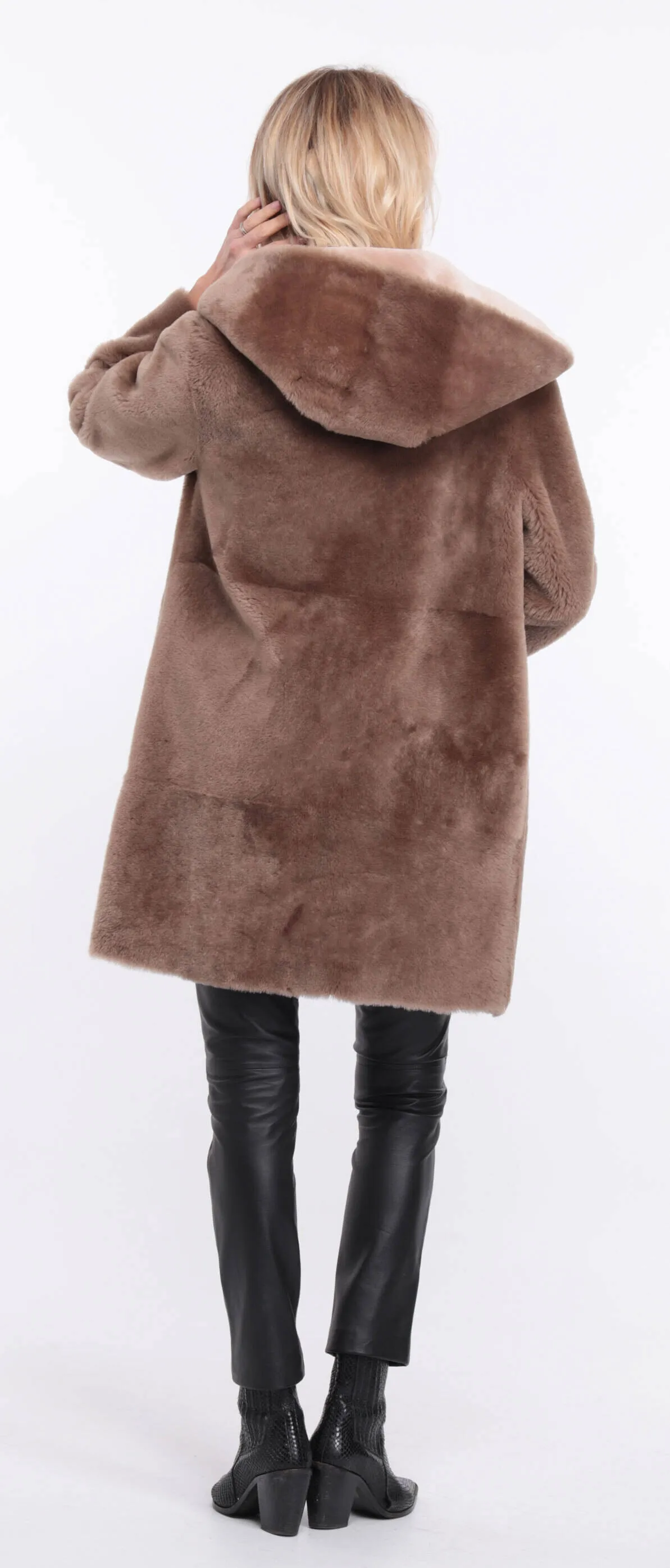 Women's taupe valere sheepskin coat