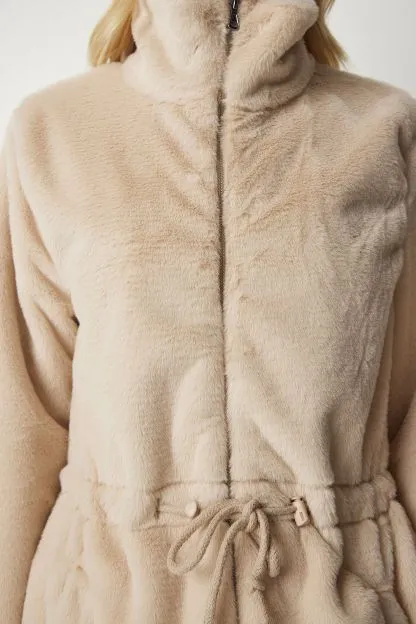 Women's Zipper Oversize Plush Coat