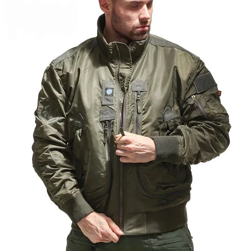 Xituodai Cool Army Tactical Stand Collar Flight Men's Jacket Jean Jacket Men Winter Jacket Bomber Jacket Men Combat Jacket