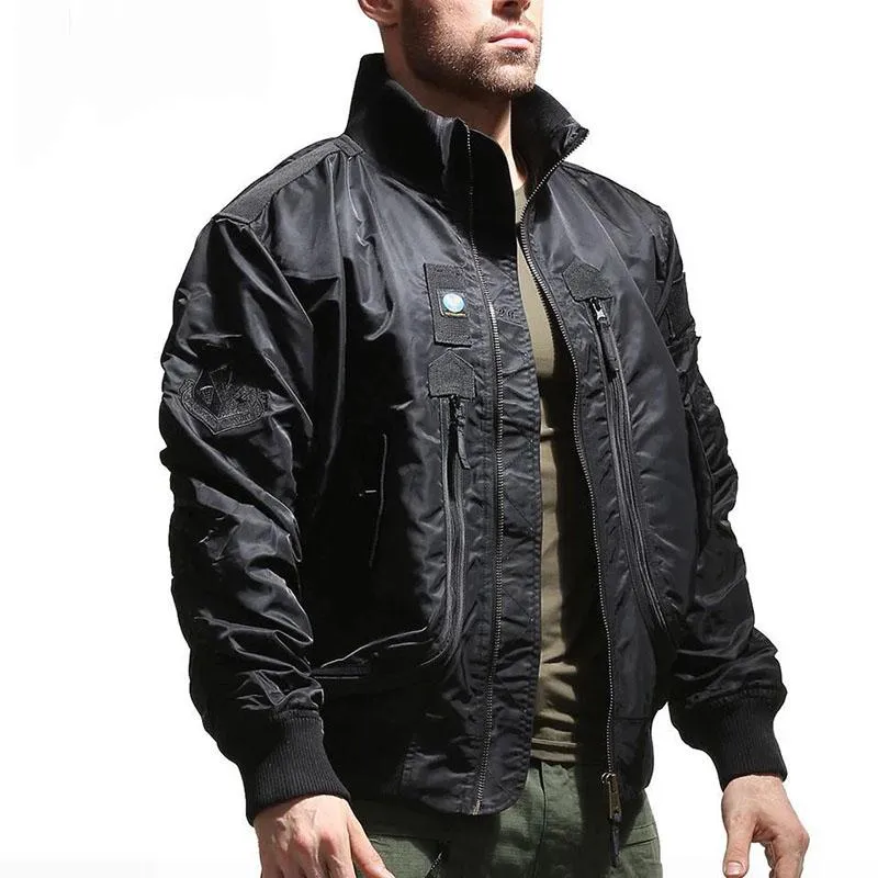 Xituodai Cool Army Tactical Stand Collar Flight Men's Jacket Jean Jacket Men Winter Jacket Bomber Jacket Men Combat Jacket