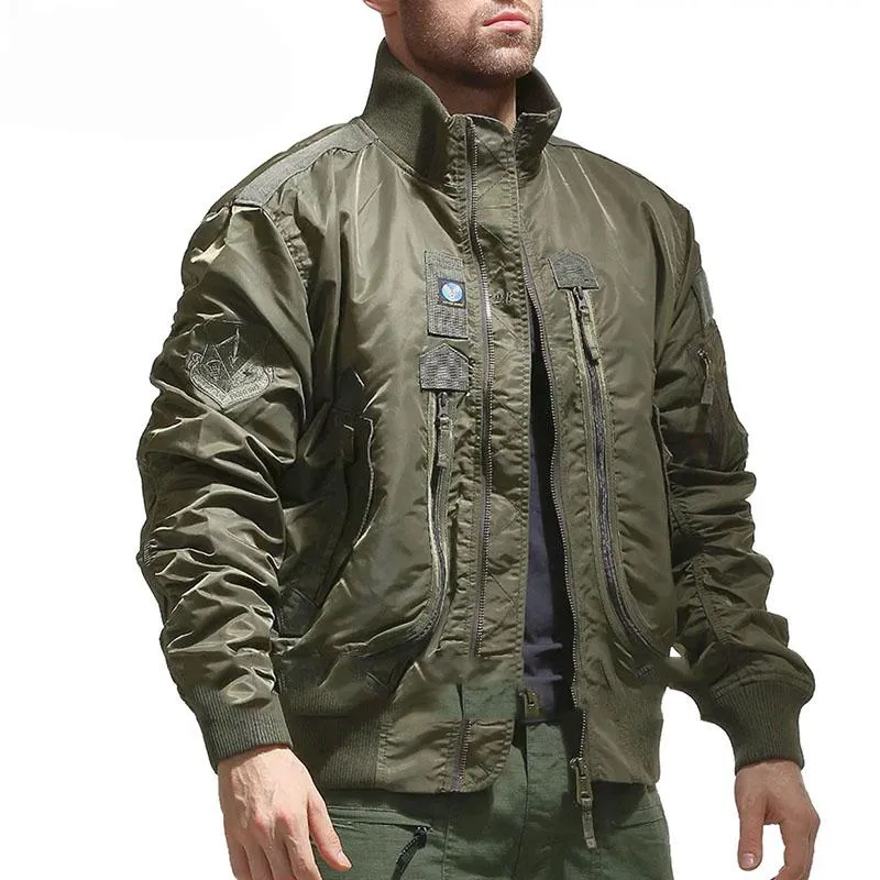 Xituodai Cool Army Tactical Stand Collar Flight Men's Jacket Jean Jacket Men Winter Jacket Bomber Jacket Men Combat Jacket