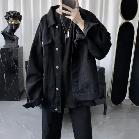 Xituodai Spring Autumn Long Sleeve Black Oversized Harajuku Denim Jeans Jacket Men Clothing Fashion Korean Tops