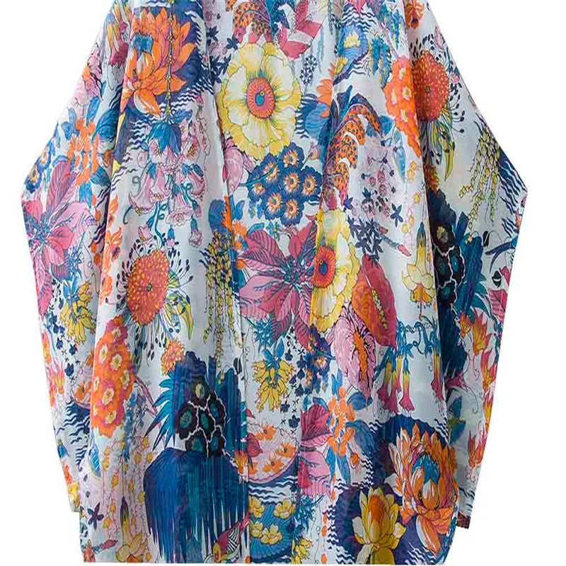 XXXL Size Bat Sleeved Women Casual Floral Printed Kimono Loose Cardigan Chiffon Tops Cover up casaco feminino Blouse