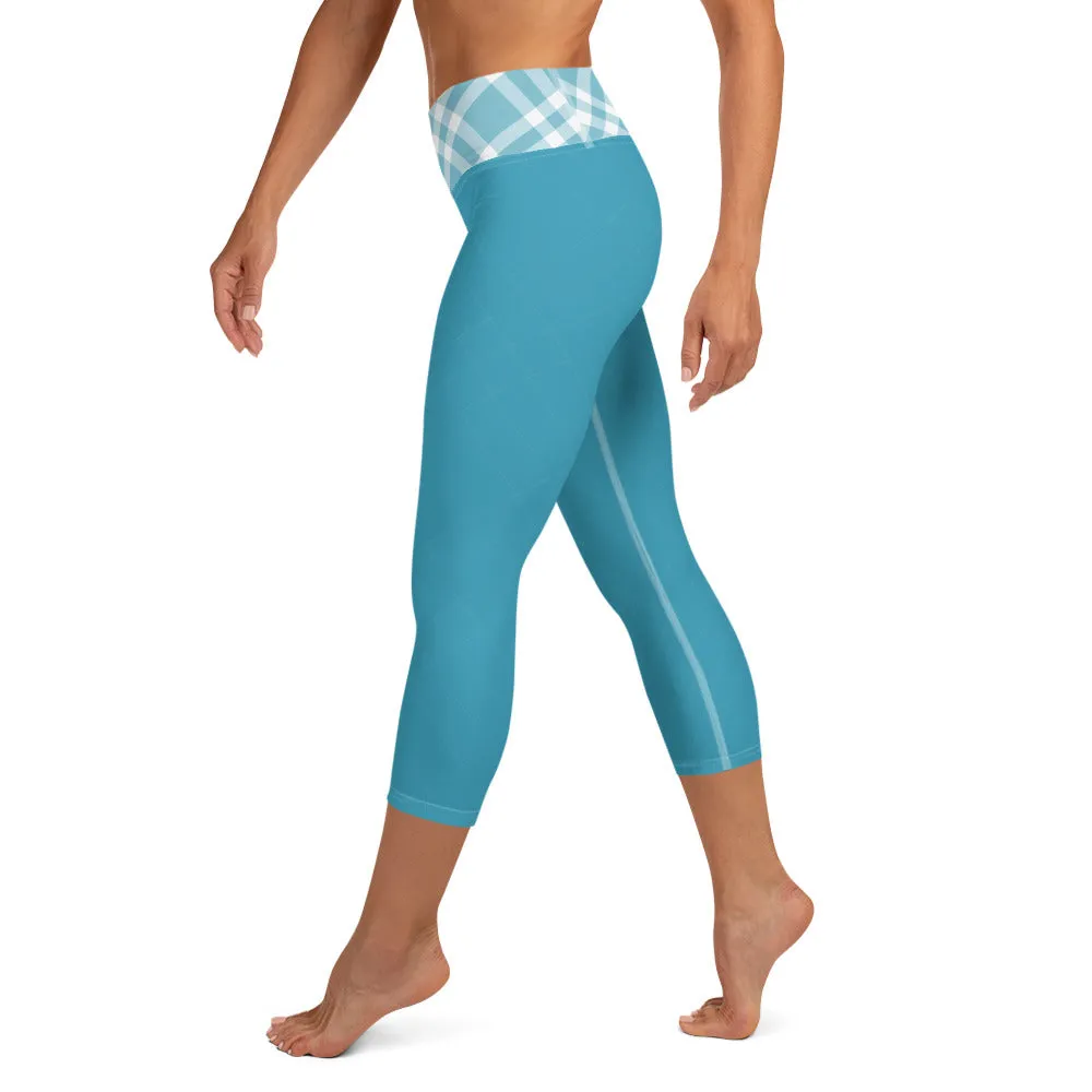 Yoga Capri Leggings Teal Blue